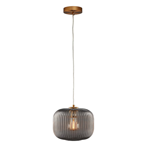 CIRCULUS BIG Chrome Gray Ribbed Glass Indoor & Outdoor Pendant Light by Carro