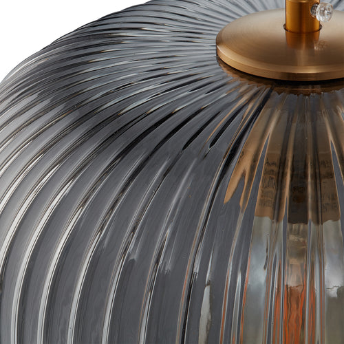 CIRCULUS BIG Chrome Gray Ribbed Glass Indoor & Outdoor Pendant Light by Carro