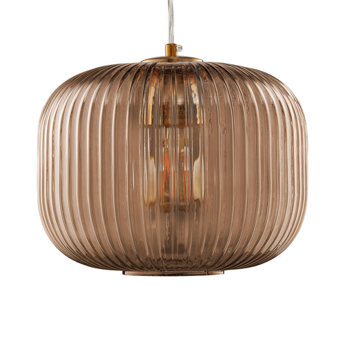 CIRCULUS BIG Champagne Ribbed Glass Indoor & Outdoor Pendant Light by Carro
