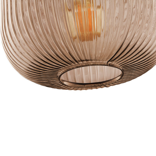 CIRCULUS BIG Champagne Ribbed Glass Indoor & Outdoor Pendant Light by Carro