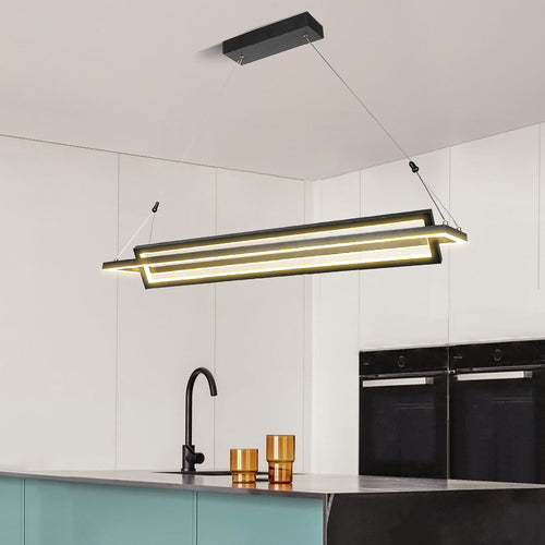 PALERMO Industrial Rectangular 2-Light Adjustable Direction LED Pendant Light - Matte Black by by Carro