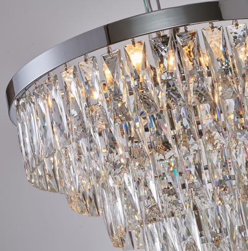 Canada 16 Light Six Tier Chrome Chandelier with Clear Hanging Crystals by Bethel International