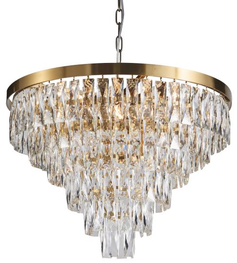 Canada 16 Light Six Tier Gold Chandelier with Clear Hanging Crystals by Bethel International