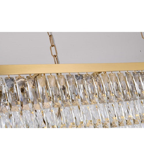 Canada 16 Light Rectangular Gold Frame Chandelier with Clear Hanging Crystals by Bethel International