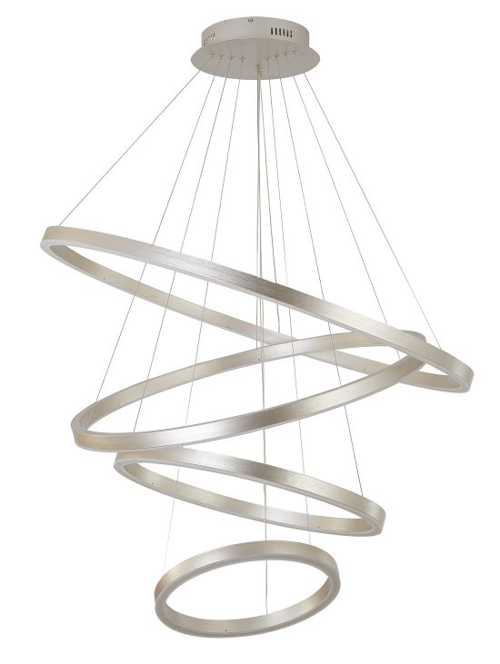 Canada Brushed Nickel Aluminum Frame Chandelier with 4 LED Halo Rings by Bethel International 