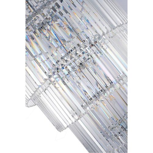Canada 34 Light Seven Tier Chrome Chandelier with Clear Hanging Crystals by Bethel International