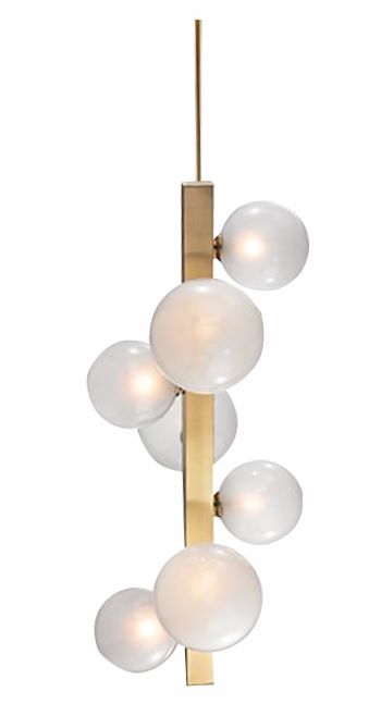 Canada 7 Light Gold Stainless Steel Chandelier with White Glass Ball Shades by Bethel International