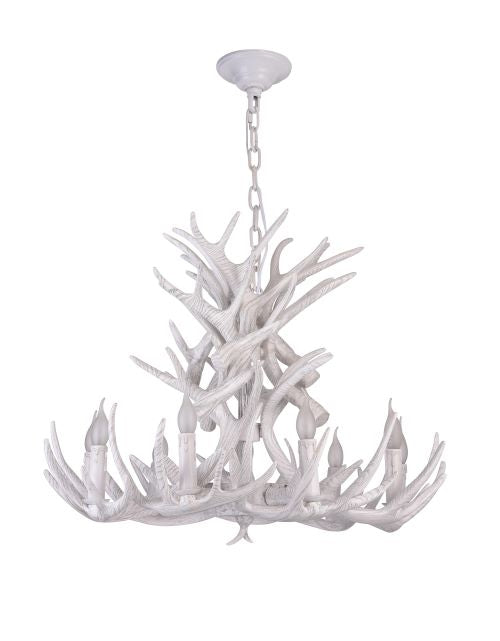 Ya Series 9 Light Faux White Antler Ceiling Fixture with Candle Light Bulbs by Bethel International