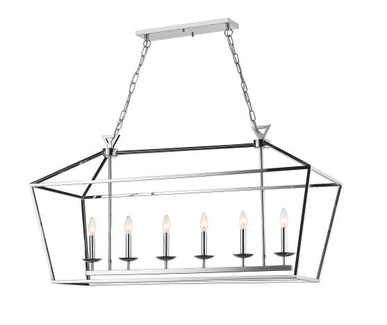 Canada 6 Light Shiny Nickel Rectangular Cage Chandelier with Candle Light by Bethel International