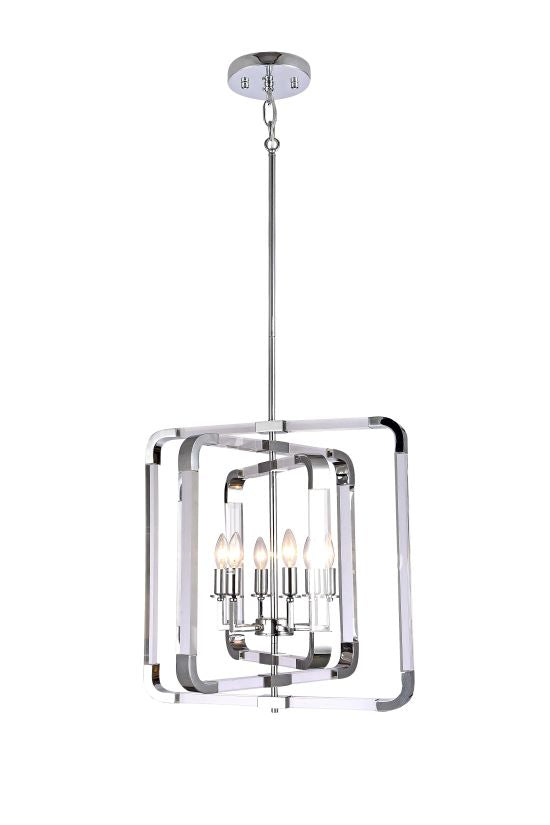 Canada 6 Chrome Metal Frame Chandelier with Clear Acrylic Arms by Bethel International 