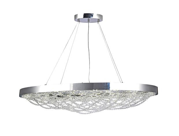 Canada 24 Chrome Oval Metal Frame Chandelier with Clear Crystal Star Beading Basket by Bethel International 