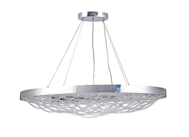 Canada 24 Chrome Oval Metal Frame Chandelier with Clear Crystal Star Beading Basket by Bethel International 