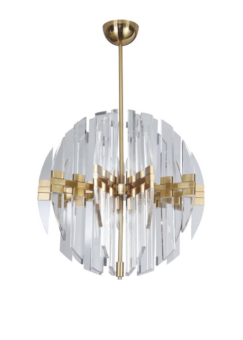 Canada 10 Light Copper Frame Orb Chandelier with Acrylic Arms by Bethel International 
