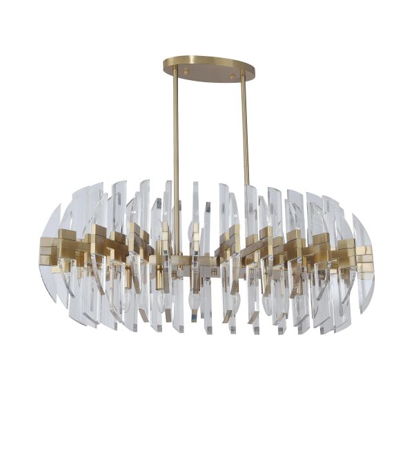 Canada 12 Light Copper Oval Frame Chandelier with Clear Acrylic Arms by Bethel International 