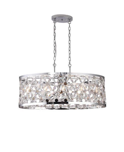 Canada 8 Chrome Oval Frame Chandelier with Clear Crystal Star Detailing by Bethel International