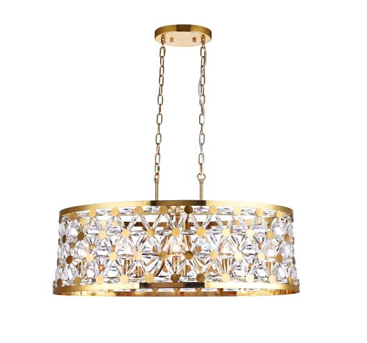 Canada 8 Copper Oval Frame Chandelier with Clear Crystal Star Detailing by Bethel International