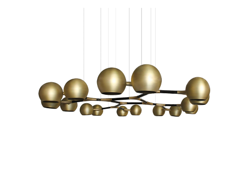 Horus Suspension Light in Matte Brass with Black Lacquered Detail by Brabbu