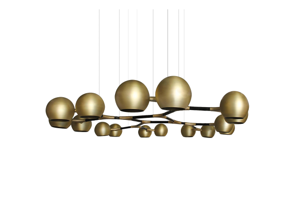 Horus Suspension Light in Matte Brass with Black Lacquered Detail by Brabbu