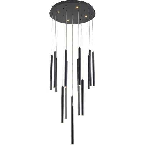 Canada 16 LED Light Black Flushed Chandelier with Hanging Pendants by Bethel International