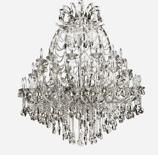 4307 Series 48 Light Chrome Hardware Chandelier with Large Smoke Crystals by Bethel International