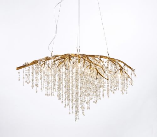 Canada 11 LED Light Gold Branch Chandelier with Champagne Beaded Crystals by Bethel International