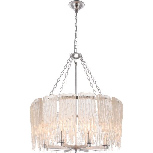 Canada 8 Light Clear Frosted Branch Chandelier with Silver Leaf Frame by Bethel International 