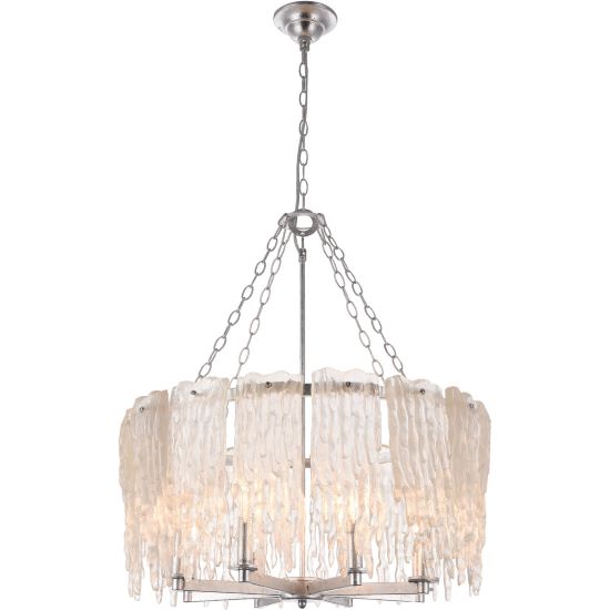 Canada 8 Light Clear Frosted Branch Chandelier with Silver Leaf Frame by Bethel International 