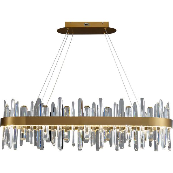 Canada LED Light Oval Gold Stainless Steel Chandelier with Clear Crystals by Bethel International