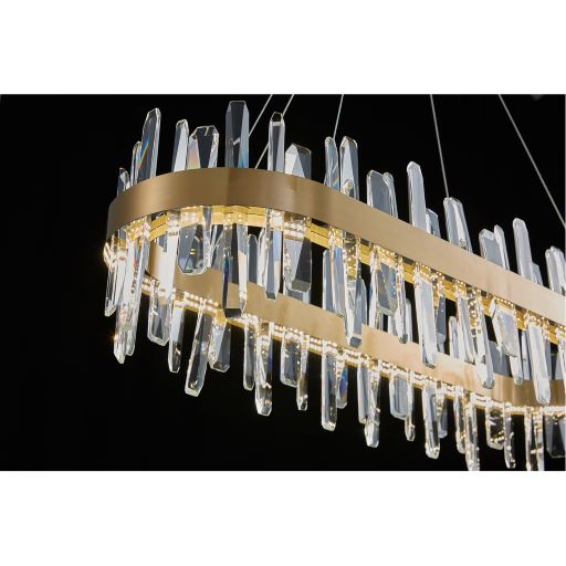 Canada LED Light Oval Gold Stainless Steel Chandelier with Clear Crystals by Bethel International