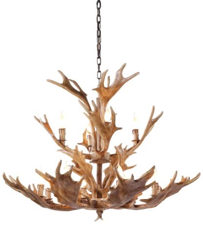 IL Series 12 Light Two Tier Polyresin Moose Antler with Candle Light Bulbs by Bethel International 