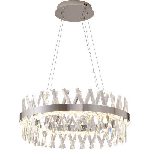 Canada LED Light Round Chrome Frame Chandelier with Clear Crystals by Bethel International