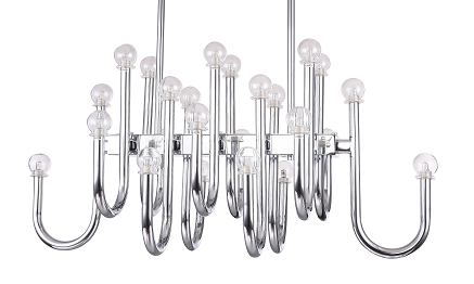 Canada 24 Light Chrome Arched Arm Chandelier with Clear Glass Shades by Bethel International 