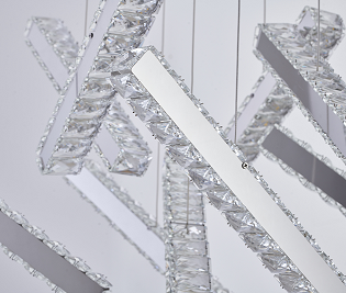 Canada 66 LED Light Chrome Flushed Frame Chandelier with Clear Hanging Crystal Pendants by Bethel International