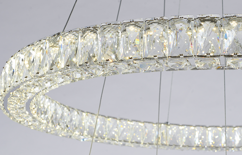 Canada 74 LED Light Triple Halo Chandelier with Clear Crystal Rings by Bethel International