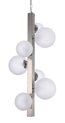 Canada 7 Light Shiny Nickel Stainless Steel Chandelier with White Glass Ball Shades by Bethel International
