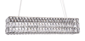 Canada 43 LED Light Chrome Rectangular Shape Chandelier with Clear Crystal by Bethel International