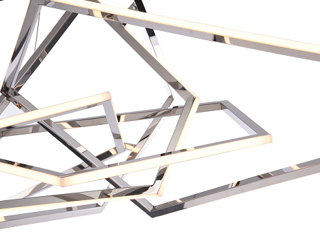 Canada LED Shiny Nickel Geometric Stainless Steel Frame Lighting Fixture by Bethel International 