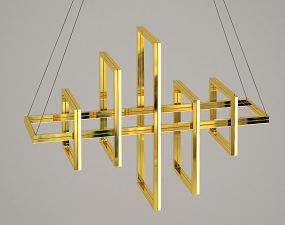 Canada LED Round Gold Stainless Steel Rectangular Chandelier by Bethel International