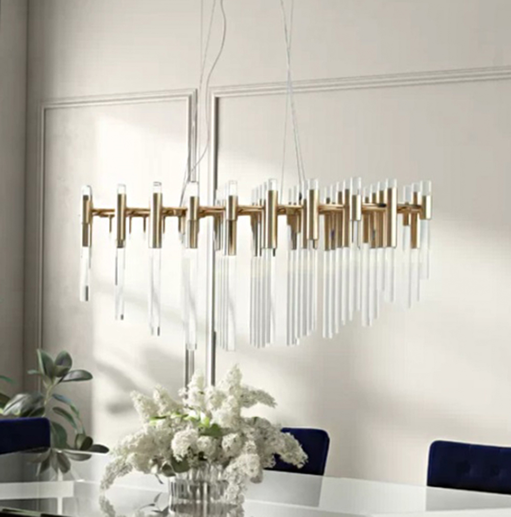 Canada 16 Light Gold Metal Frame Chandelier with Clear Glass Rods by Bethel International 