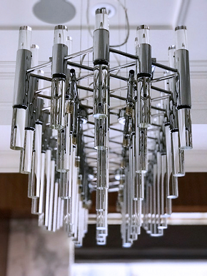 Canada 16 Light Chrome Metal Frame Chandelier with Clear Glass Rods by Bethel International 