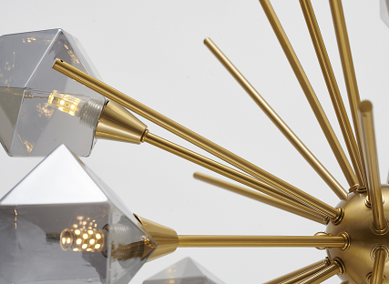 Canada 12 Light Gold Sputnik Frame Chandelier with Smoke Glass Shades by Bethel International