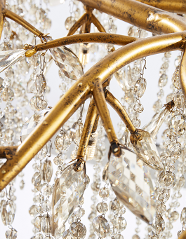 Canada 11 LED Light Gold Branch Chandelier with Champagne Beaded Crystals by Bethel International
