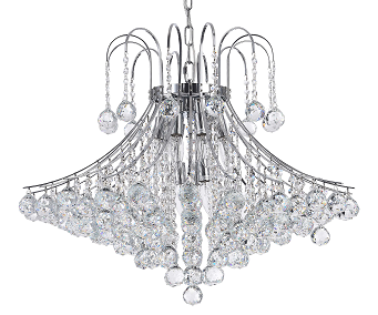 Canada 11 Light Chrome Hardware Chandelier with Clear Hanging Crystal Balls by Bethel International