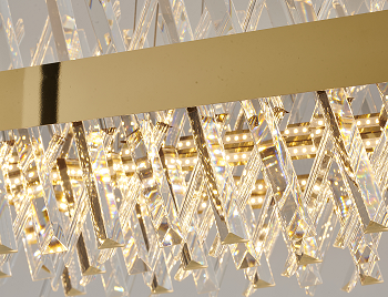 Canada 100 LED Light Rectangular Gold Frame Chandelier with Clear Crystals by Bethel International
