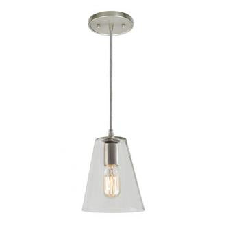 One Light Grand Central Pendant 6" Wide Clear Mouth Blown Glass Small Cone Shade by JVI Designs