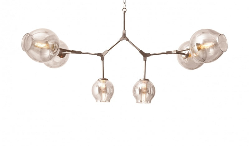 Canada 6 LED Light Satin Nickel Frame Chandelier with Clear Glass Open Shades by Bethel International