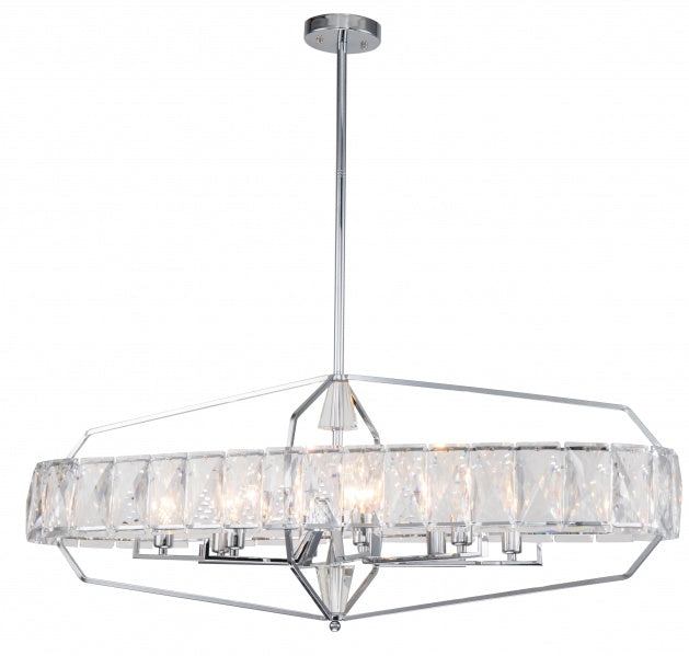 Canada 10 Light Chrome Metal Frame Chandelier with Clear Crystal Band by Bethel International        