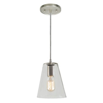 One Light Grand Central Pendant 6" Wide Clear Mouth Blown Glass Small Cone Shade by JVI Designs